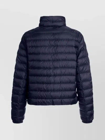 Parajumpers Quilted Jacket Hood Drawstring Waist In Blue