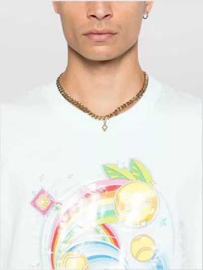 Casablanca T-shirt In Cotone Azzurro Pastello Uomo In Green