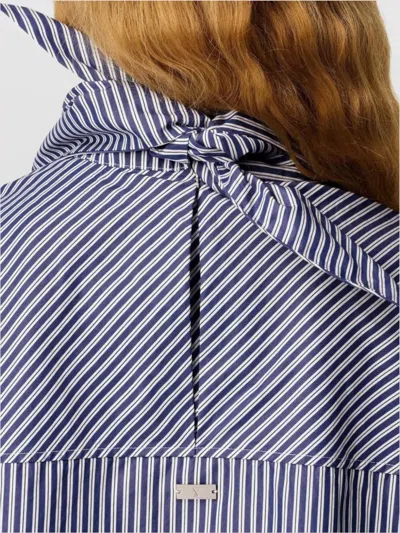 Ami Alexandre Mattiussi Ami Paris Blue Striped Poplin Shirt With Scarf Women In Multi