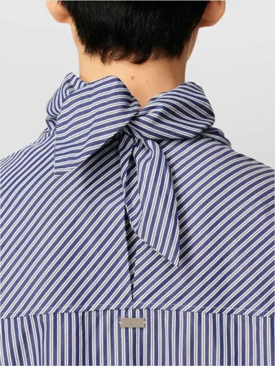Ami Alexandre Mattiussi Ami Paris Blue Striped Poplin Shirt With Scarf Women In Multi