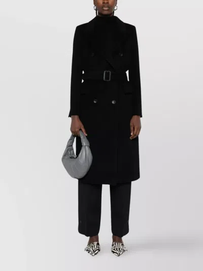Tagliatore Double-breasted Wool Coat Long Sleeves In Black