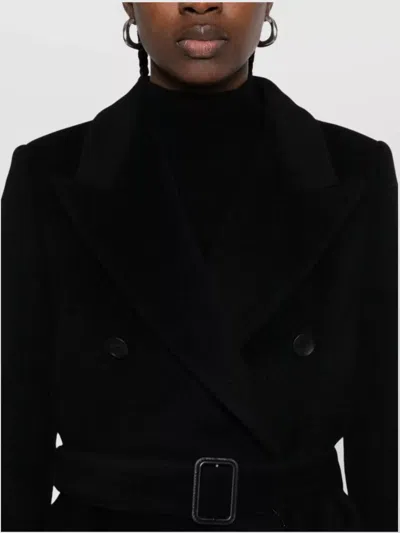Tagliatore Double-breasted Wool Coat Long Sleeves In Black