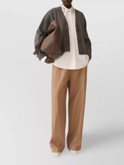 Fabiana Filippi Metallic V-neck Long Sleeve Top In Multi