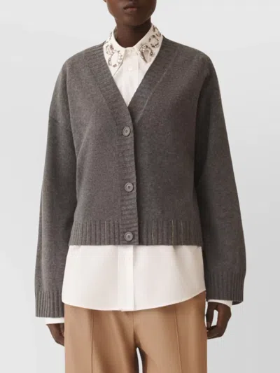 Fabiana Filippi Metallic V-neck Long Sleeve Top In Multi