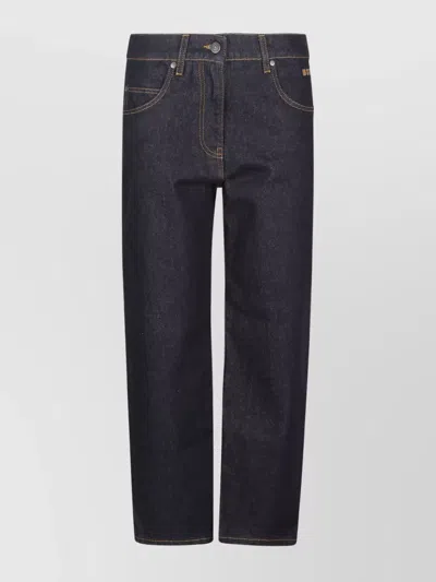 Msgm Ankle Cut Denim Jeans In Animal Print