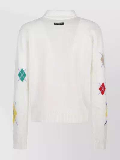 Msgm Wool & Cashmere Polo Sweater In White