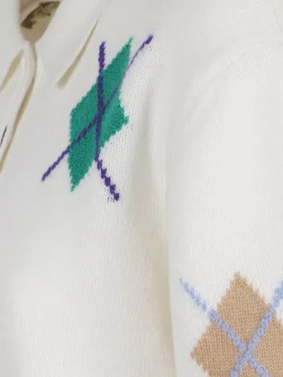 Msgm Wool & Cashmere Polo Sweater In White