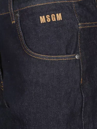 Msgm Ankle Cut Denim Jeans In Animal Print