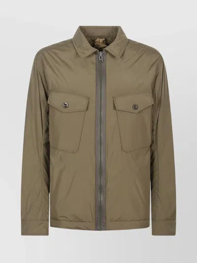 Ten C Front Zip Mid Layer Jacket With Chest Pockets In Green