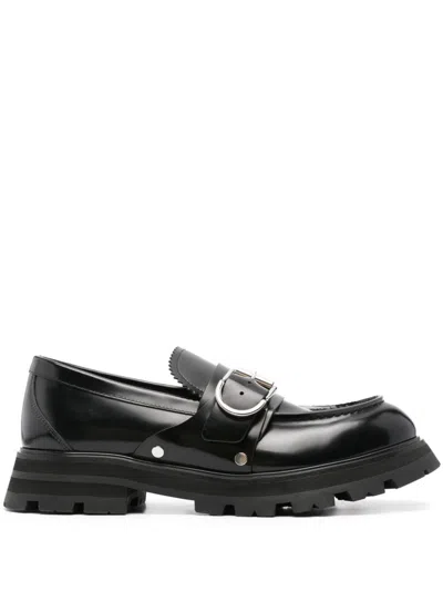 Alexander Mcqueen Black Buckle-detail Shoes In Black