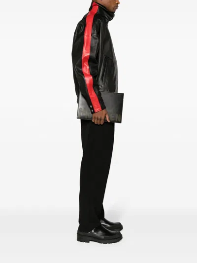 Alexander Mcqueen Leather Clutch With Mcqueen Graffiti Logo In Black