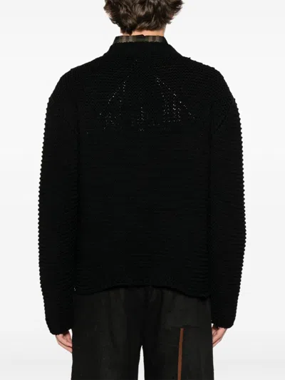 Alexander Mcqueen Mcqueen Textured Cotton Sweater With Inlaid Logo In Black