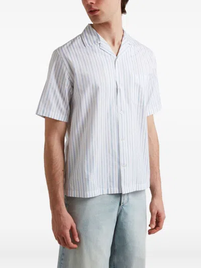 Alexander Mcqueen Short-sleeved Shirt With Striped Pattern In White