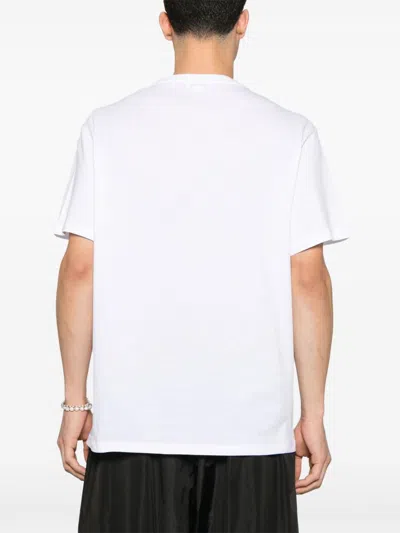 Alexander Mcqueen Men White Crewneck T-shirt With Logo Lettering On The Front In Cotton Man In White