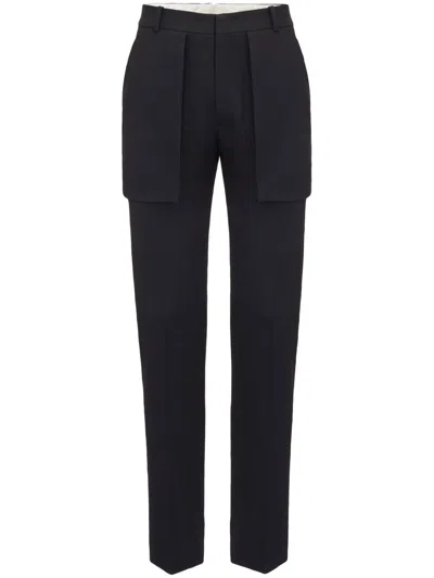 Alexander Mcqueen Exposed Pocket Barathea Trousers In Blue