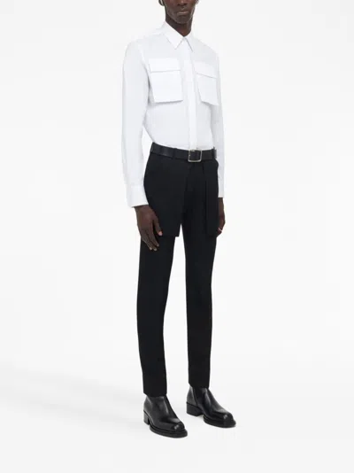 Alexander Mcqueen Exposed Pocket Barathea Trousers In Blue