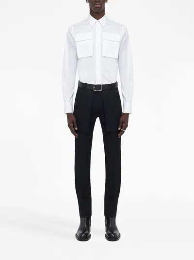 Alexander Mcqueen Exposed Pocket Barathea Trousers In Blue