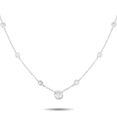 Lb Exclusive 18k White Gold 3.50ct Diamond Station Necklace Mf14-072925 In Metallic