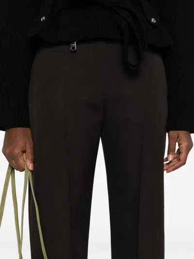 Alexander Mcqueen High-waisted Brown Wool Trousers With Front Pleats In Black