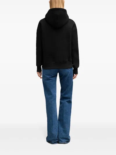 Ami Alexandre Mattiussi Hooded Cotton Sweatshirt With Kangaroo Pocket And Ribbed Finish In Black