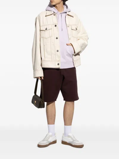 Ami Alexandre Mattiussi Elastic Waist Drawstring Bermuda Shorts In Brown