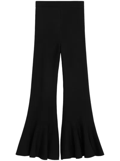 Ami Alexandre Mattiussi Fluted Trousers With Long Length And Flared Design In Black