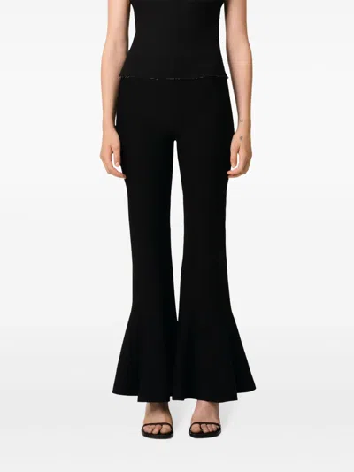 Ami Alexandre Mattiussi Fluted Trousers With Long Length And Flared Design In Black