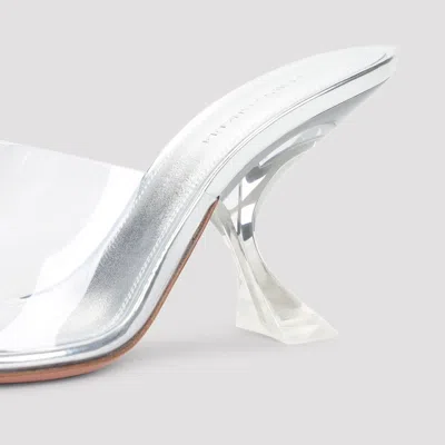 Amina Muaddi Metallic Open-toe Sandals With Sculptural Heel In White