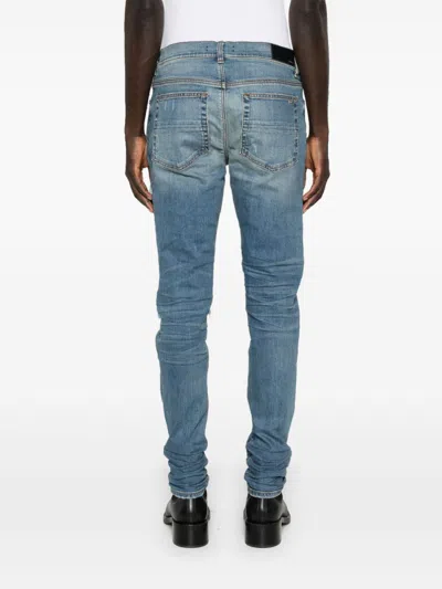 Amiri Mens Dark Indigo Mx1 Distressed Slim-leg Stretch-denim Jeans In Blue