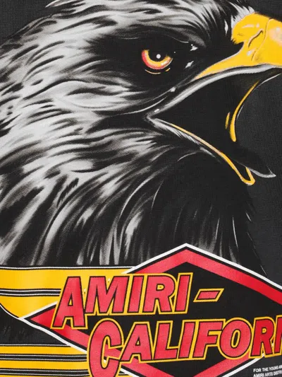 Amiri Cotton T-shirt With Bold Eagle Graphic And Distinctive Logo In Black