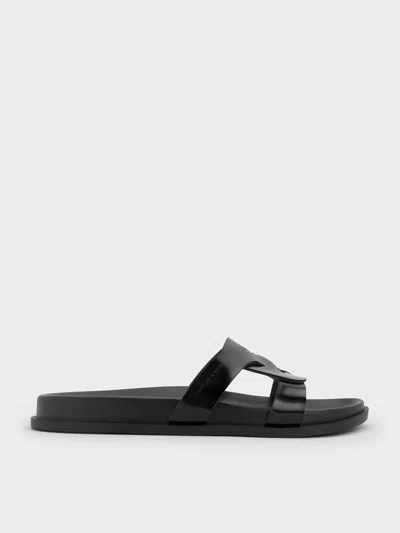 Charles & Keith - Fannie Interwoven Cut-out Slide Sandals In Black