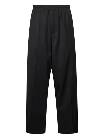 Balenciaga Ironed Pleats Twill Wide-leg Pant In Black