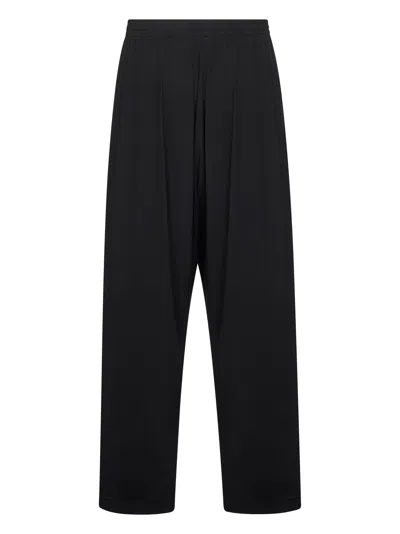 Balenciaga Ironed Pleats Twill Wide-leg Pant In Black