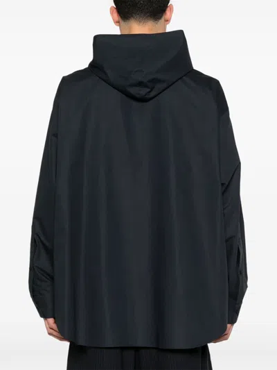 Balenciaga Lightweight Blue Poplin Hooded Shirt In Blue