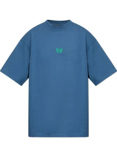 Balenciaga Men Laurel Classic T-shirt In Blue