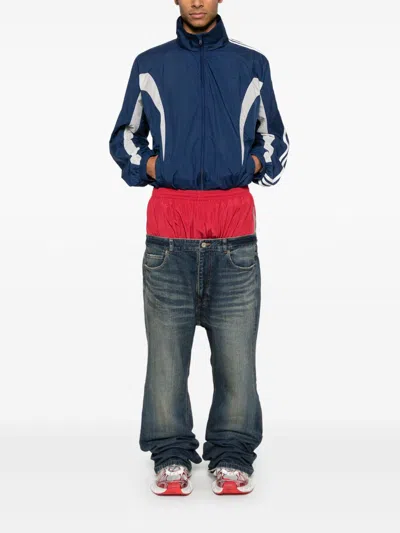 Balenciaga Men Layered Jeans In Blue