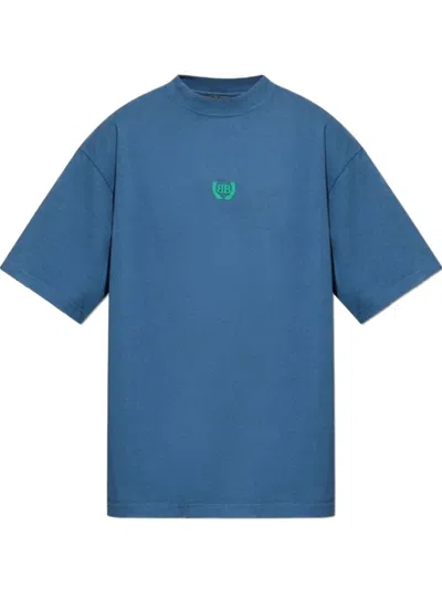 Balenciaga Men Laurel Classic T-shirt In Blue