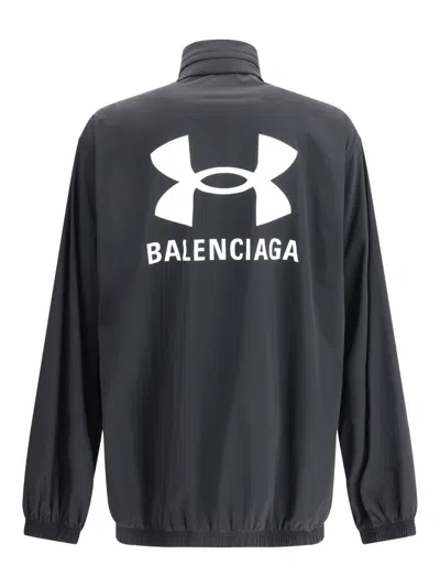 Balenciaga X Under Armour Printed Windbreaker In Black