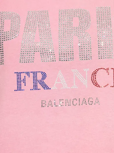 Balenciaga Paris Strass T-shirt In Pink