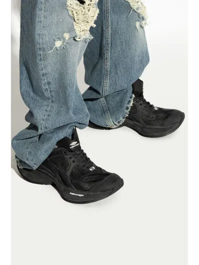 Balenciaga Gucci Fabric Ballet Flats With Logo In Black