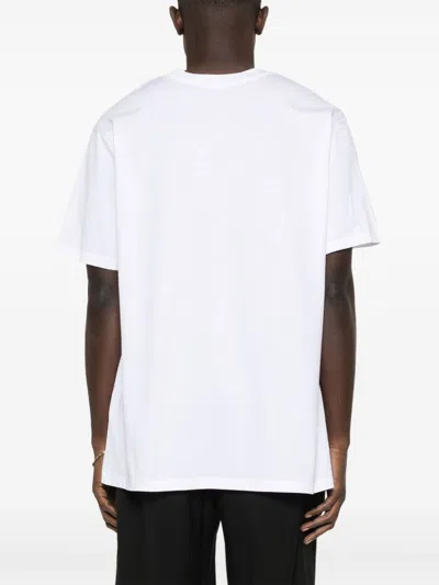 Balmain White Crewneck T-shirt With Contrasting Logo Lettering Print In Cotton In White