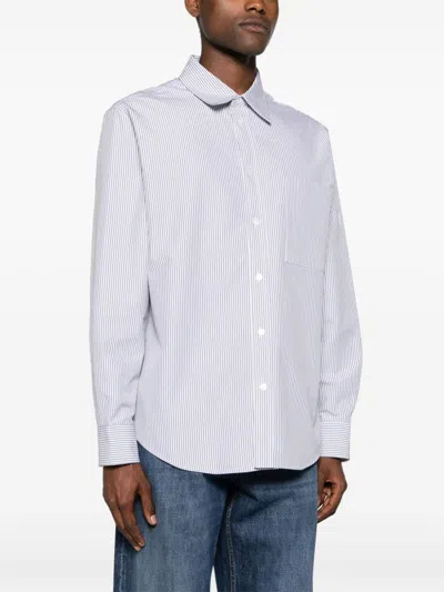 Bottega Veneta Men Camicia Con Logo In Blue