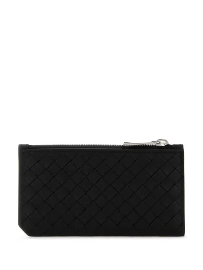 Bottega Veneta Men Intrecciato Small Calfskin Card Holder In Black