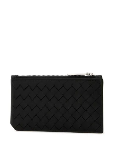 Bottega Veneta Men Intrecciato Small Calfskin Card Holder In Black