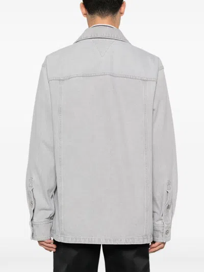 Bottega Veneta Light Grey Washed Denim Shirt In Multicolor