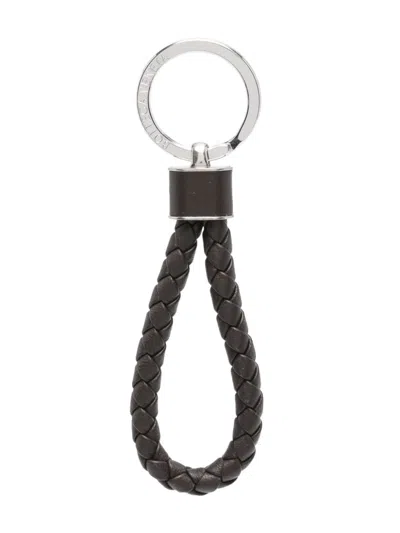 Bottega Veneta Men Key Ring With Logo In Black