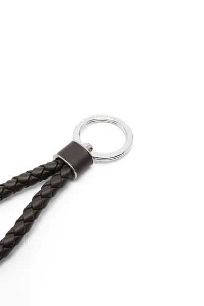 Bottega Veneta Men Key Ring With Logo In Black