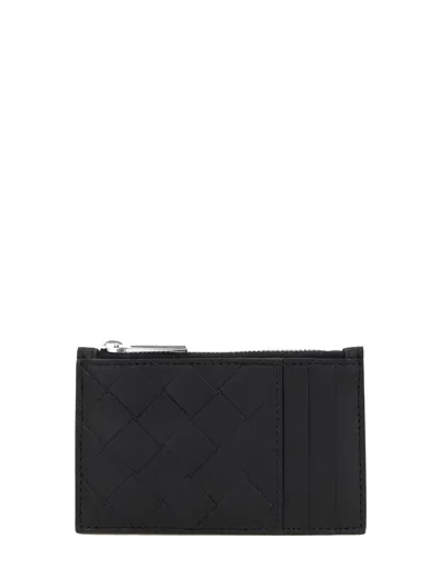 Bottega Veneta Intracciato Pattern Card Holder In Black