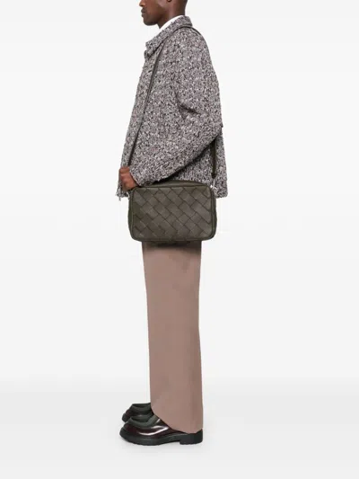 Bottega Veneta Men Leather Shoulder Bag In Brown