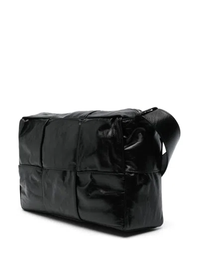 Bottega Veneta Men Leather Shoulder Bag In Black